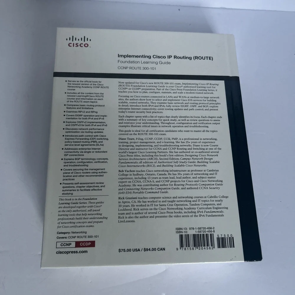 Implementing Cisco IP Routing (ROUTE) Foundation Learning Guide Hardcover Good